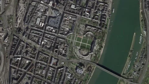 Zoom in from space and focus on Germany, Koblenz. 3D Animation. Stock Footage 153114649