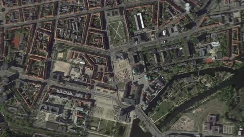 Zoom in from space and focus on Germany, Potsdam. 3D Animation. Stock Footage 153348829