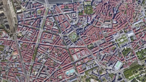 Zoom in from space and focus on Grenoble France. 3D Animation. Video stock 148287759
