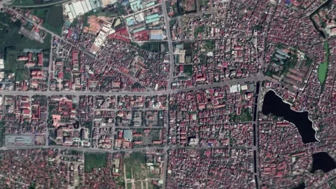Zoom in from space and focus on Hai Duong, Vietnam. 3D Animation. Stock Footage 148462562