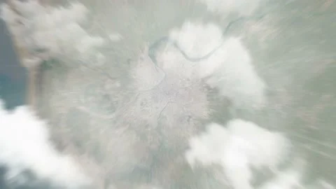 Zoom in from space and focus on India Surat. 3D Animation Stock Footage 143950382