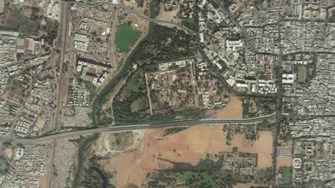 Zoom in from space and focus on India Vadodara. 3D Animation. Video stock 144525600