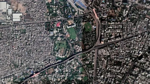 Zoom in from space and focus on India Jaipur. 3D Animation. Video stock 148317516