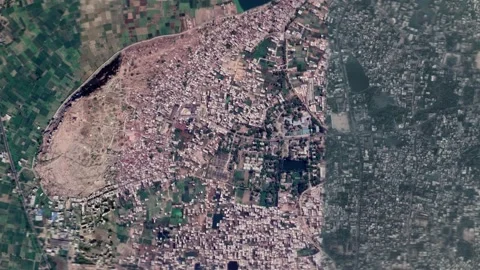 Zoom in from space and focus on India, Bihar Sharif. 3D Animation. Stock Footage 157307716