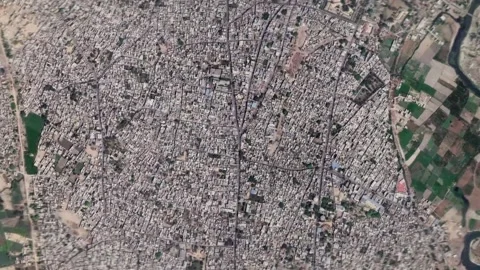 Zoom in from space and focus on India, Shahjahanpur. 3D Animation. Stock Footage 157307938