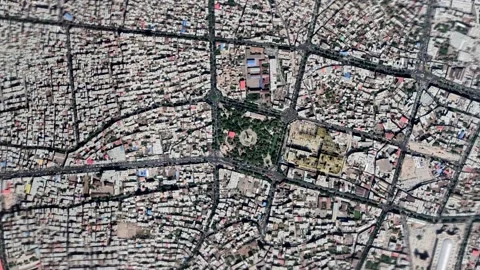 Zoom in from space and focus on Iran Tabriz. 3D Animation. Stock Footage 147050310