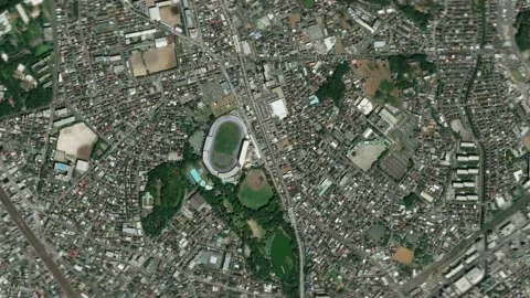 Zoom in from space and focus on Japan Chiba. 3D Animation. Stock Footage 144863983