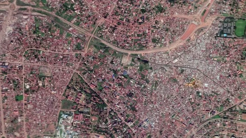 Zoom in from space and focus on Kampala, Uganda. 3D Animation. Stock Footage 148317364