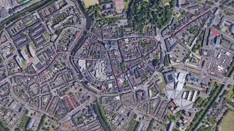 Zoom in from space and focus on Netherlands, Breda. 3D Animation. Stock-Footage 149785331