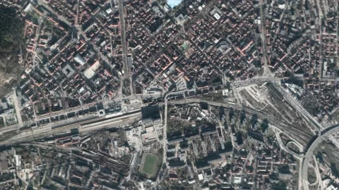 Zoom in from space and focus on Plovdiv Bulgaria. 3D Animation. Stock Footage 144361400
