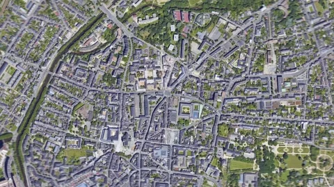 Zoom in from space and focus on Rennes France. 3D Animation. Stock Footage 148287818