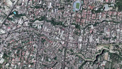 Zoom in from space and focus on San Salvador, El Salvador. 3D Animation. Stock Footage 148462832