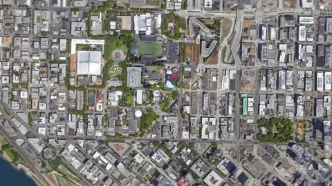 Zoom in from space and focus on USA Seattle. 3D Animation. Stock Footage 147906346