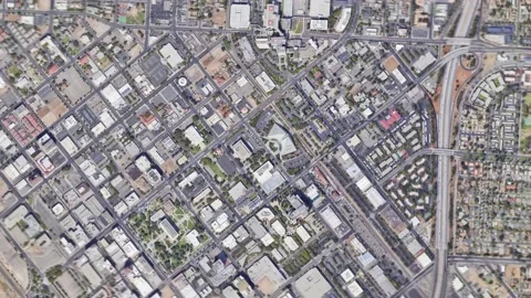 Zoom in from space and focus on USA Fresno, California. 3D Animation. Stock Footage 148317362