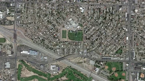 Zoom in from space and focus on USA, Albuquerque. 3D Animation. Video stock 148506964