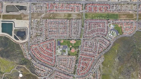 Zoom in from space and focus on USA, Fontana. 3D Animation. Stock Footage 153022835