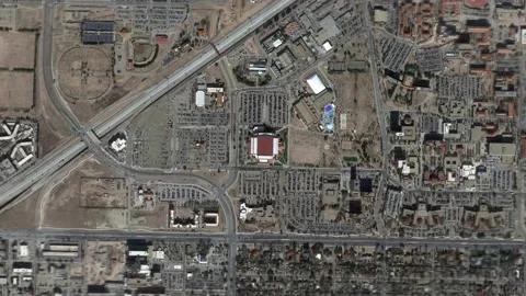 Zoom in from space and focus on USA, Lubbock. 3D Animation. Stock Footage 153139873