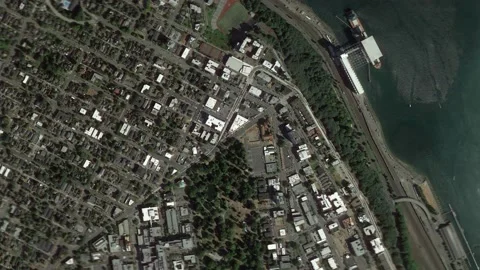 Zoom in from space and focus on USA, Tacoma. 3D Animation Stock Footage 153348977