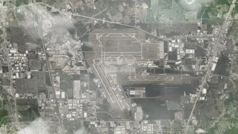 Zoom from space to the George Bush Intercontinental Airport, USA. Video stock 235219699