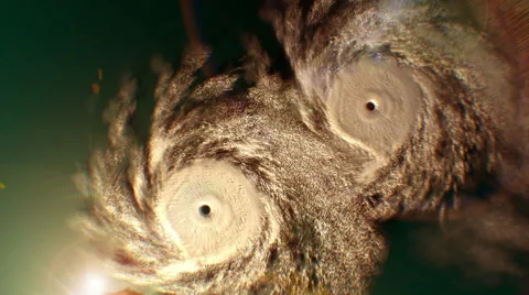 Zoom in from space to the two hurricanes, CG animation. Stock Footage 65025065