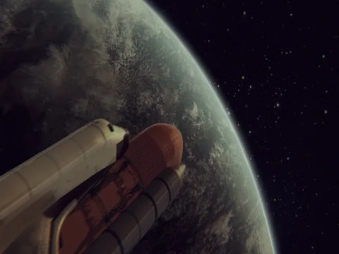 Zoom From Spaceship in Space to the Earth. Through The clouds Stock Footage 70070486