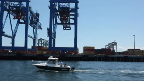 ZOOM IN SPEED BOAT IN HARBOR Stock Footage 190994290