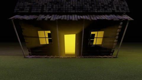 Zoom Into Spooky Animated Cabin Bloom Stock Footage 201608627