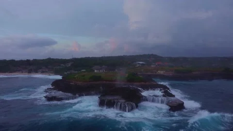 Zoom In: Storm at Cliffs of Devils Tear (Bali) Stock Footage 200456888