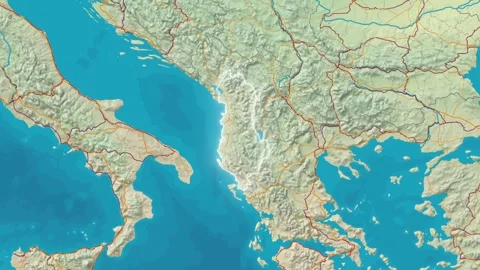 Zoom In On Stylized Map Albania Stock Footage 314270679