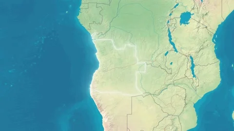 Zoom In On Stylized Map Angola Stock Footage 314270684