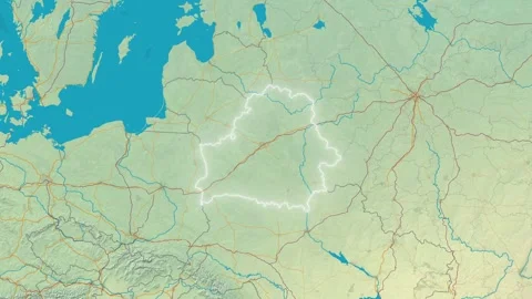 Zoom In On Stylized Map Belarus Stock Footage 314270802