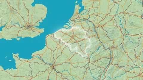 Zoom In On Stylized Map Belgium Stock Footage 314270800
