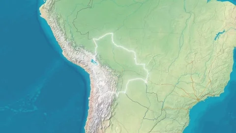 Zoom In On Stylized Map Bolivia Stock Footage 314270909