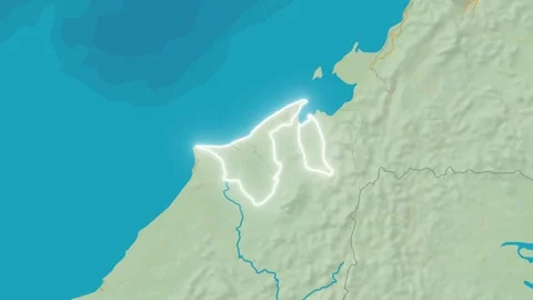 Zoom In On Stylized Map Brunei Stock Footage 314270920