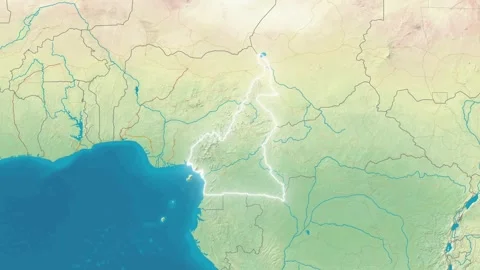 Zoom In On Stylized Map Cameroon Stock Footage 314270984