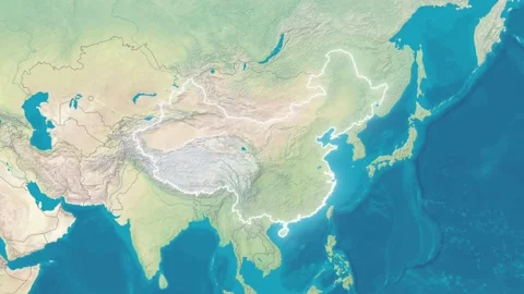 Zoom In On Stylized Map China Stock Footage 314271071