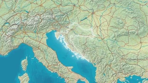 Zoom In On Stylized Map Croatia Stock Footage 314271106