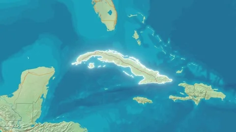 Zoom In On Stylized Map Cuba Stock Footage 314271108