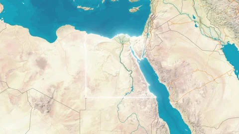Zoom In On Stylized Map Egypt Stock Footage 314271232