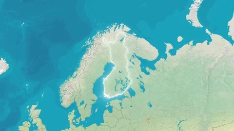 Zoom In On Stylized Map Finland Stock Footage 314271345