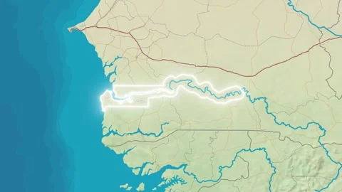 Zoom In On Stylized Map Gambia Stock Footage 314271355