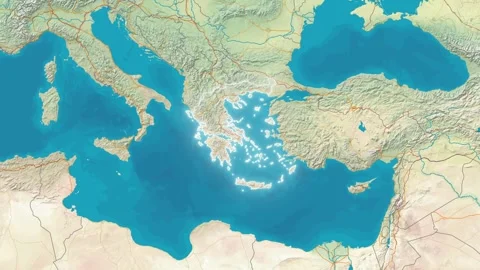 Zoom In On Stylized Map Greece Stock Footage 314271393