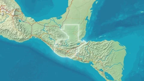 Zoom In On Stylized Map Guatemala Stock Footage 314271404