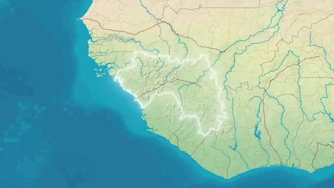 Zoom In On Stylized Map Guinea Stock Footage 314271432