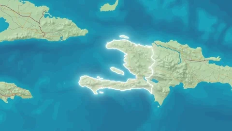 Zoom In On Stylized Map Haiti Stock Footage 314271450
