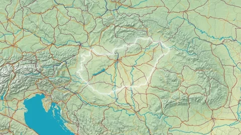 Zoom In On Stylized Map Hungary Stock Footage 314271465