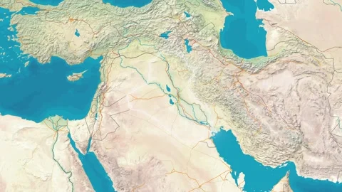 Zoom In On Stylized Map Iraq Stock Footage 314271513