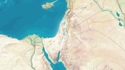 Zoom In On Stylized Map Israel Stock Footage 314271522