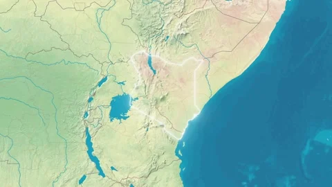 Zoom In On Stylized Map Kenya Stock Footage 314271571