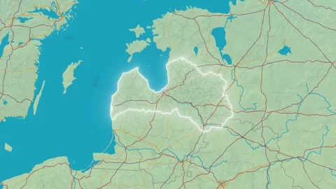 Zoom In On Stylized Map Latvia Stock Footage 314271622